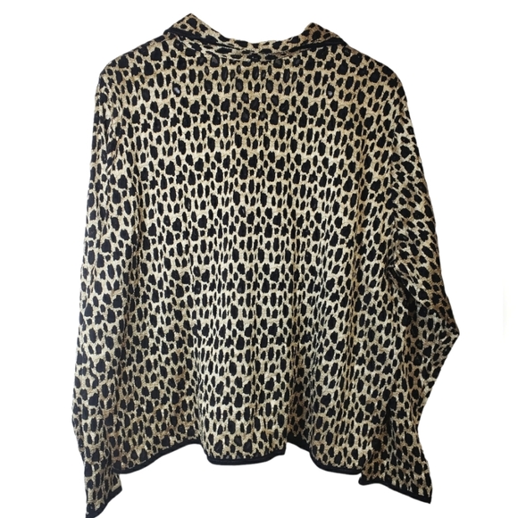 Vue' Point Woman by Jordan Vintage Cardigan Jacket Leopard Sheer Mesh Size 3X - Picture 2 of 7